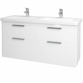 Dřevojas Koupelnová skříňka ENZO SZZ4 130 - M01 Bílá mat / M01 Bílá mat