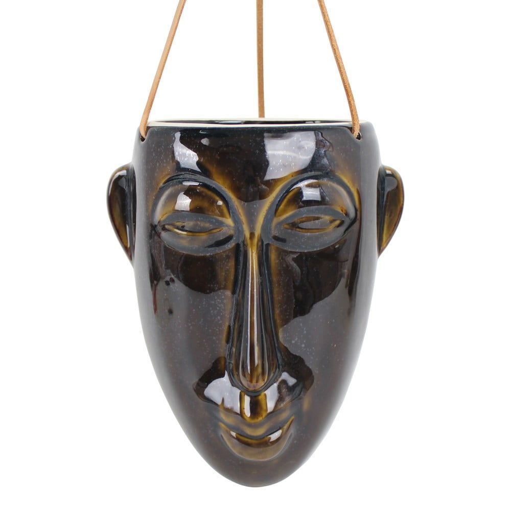 Tmavě hnědý závěsný květináč PT LIVING Mask, výška 22,3 cm - Bonami.cz