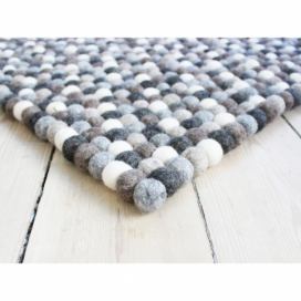 Bonami.cz: Šedo-bílý kuličkový vlněný koberec Wooldot Ball Rugs, 100 x 150 cm