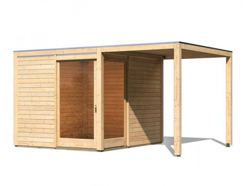 Dřevěný zahradní domek s přístavkem 502 x 304 cm Dekorhome Smrk - DEKORHOME.CZ