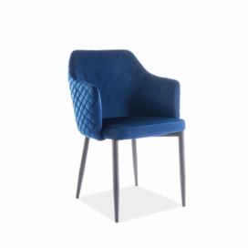 Židle ASTOR VELVET Černá Konstrukce/tmavě modrá BLUVEL86