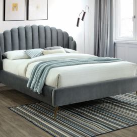 Moderní postel čalouněná Calabria Velvet 160x200 šedý / Žlutý
