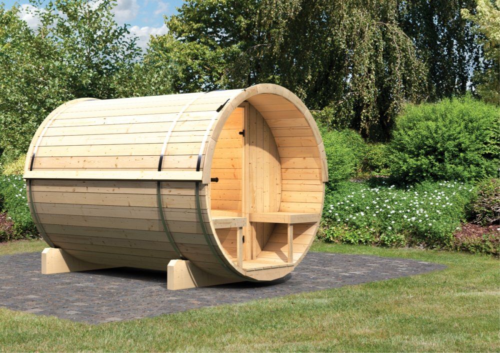 Venkovní finská sudová sauna 216 x 280 cm Dekorhome - DEKORHOME.CZ