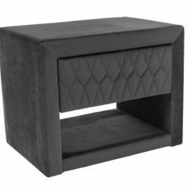 Čalouněný Noční stolek Azurro Velvet šedý / dub