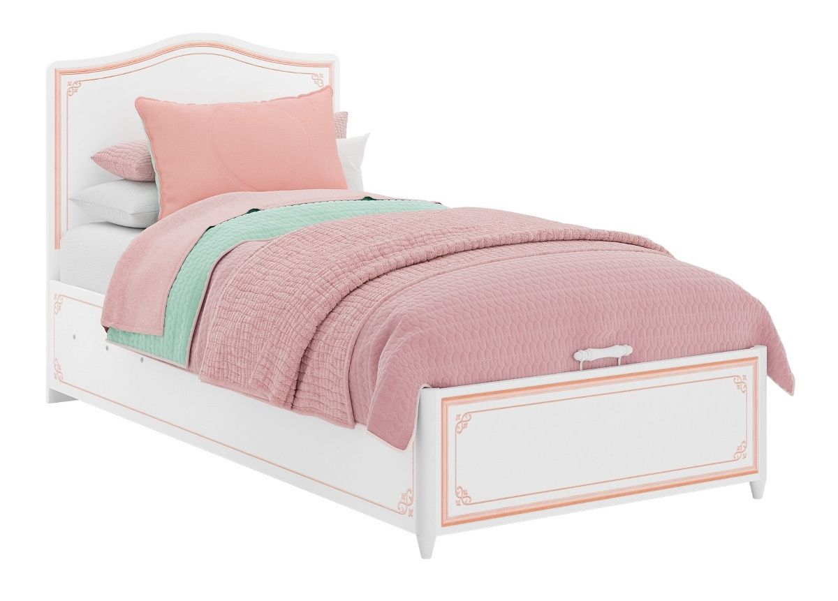 Dětská postel s úložným prostorem Betty 100x200cm - bílá/růžová - Nábytek Harmonia s.r.o.