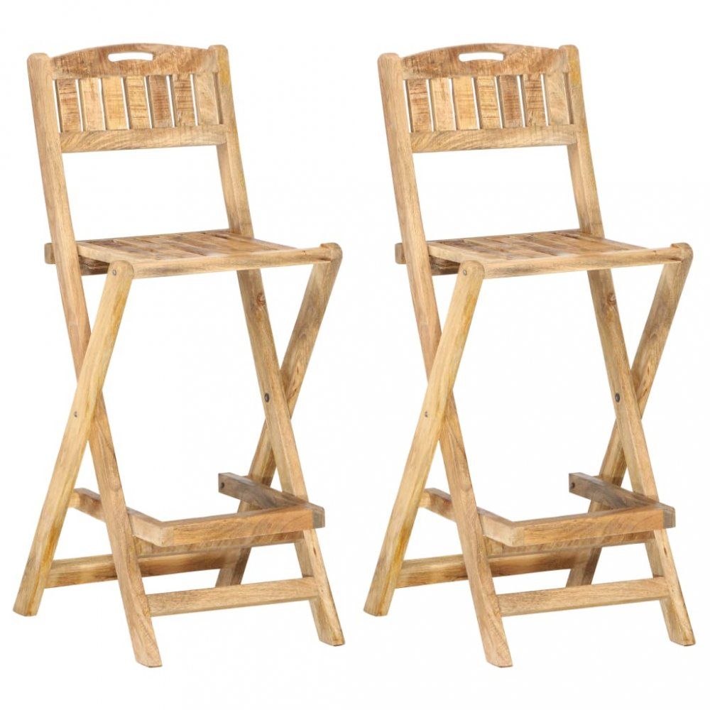 Skládací zahradní barové židle 2 ks mangovníkové dřevo Dekorhome - DEKORHOME.CZ
