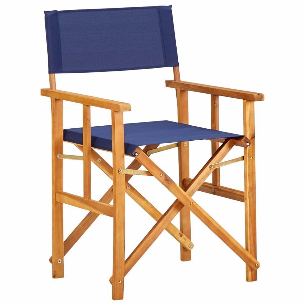 Režisérská židle akáciové dřevo Dekorhome Modrá - DEKORHOME.CZ