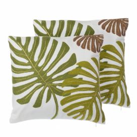 Sada 2 bavlněných polštářů Palmový motív 45 x 45 cm zelená ZENOBIA