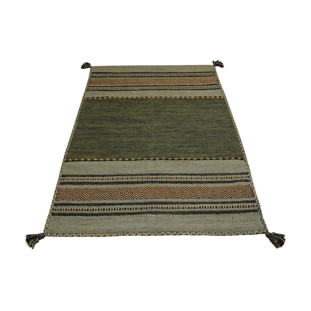 Zeleno-hnědý bavlněný koberec Webtappeti Antique Kilim, 120 x 180 cm - Bonami.cz