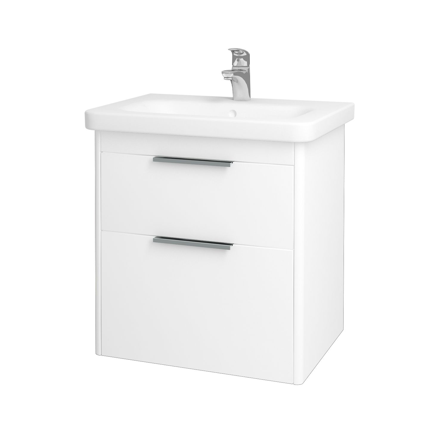 Dřevojas Koupelnová skříňka ENZO SZZ2 65 - L01 Bílá vysoký lesk / M01 Bílá mat - Dřevojas