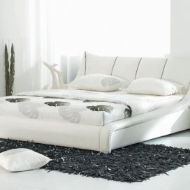 Kožená vodní postel 140 x 200 cm bílá NANTES