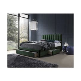 GRACE postel se zásuvkami tmavě zelená velvet
