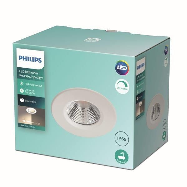 Philips Dive SL261 LED koupelnové zápustné bodové svítidlo 1x5,5W | 350lm | 2700K | IP65 - stmívatelné, ochrana EyeComfort, bílá - Dekolamp s.r.o.