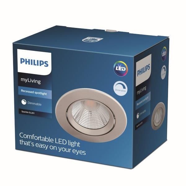 Philips Dive SL261 LED zápustné bodové svítidlo 1x5,5W | 350lm | 2700K - stmívatelné, ochrana EyeComfort, nikl - Dekolamp s.r.o.