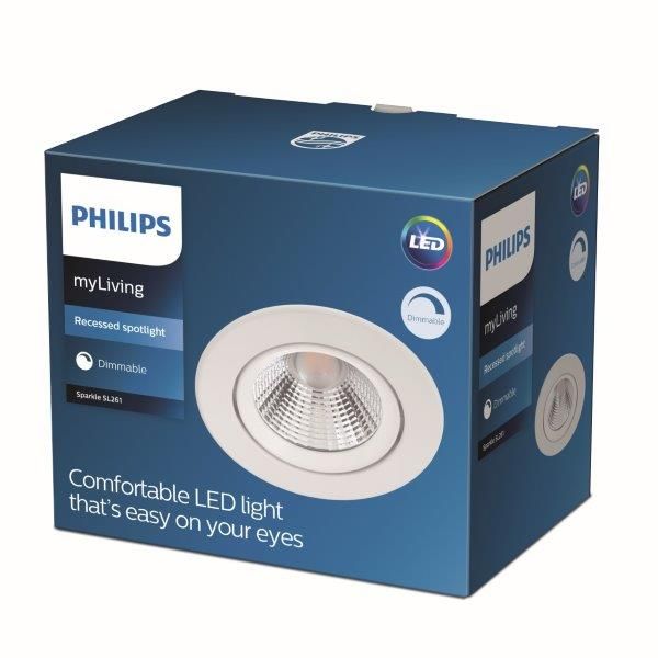 Philips Dive SL261 LED zápustné bodové svítidlo 1x5,5W | 350lm | 2700K - stmívatelné, ochrana EyeComfort, bílá - Dekolamp s.r.o.