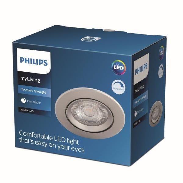 Philips Dive SL261 LED zápustné bodové svítidlo 1x5W | 350lm | 2700K - stmívatelné, ochrana EyeComfort, nikl - Dekolamp s.r.o.