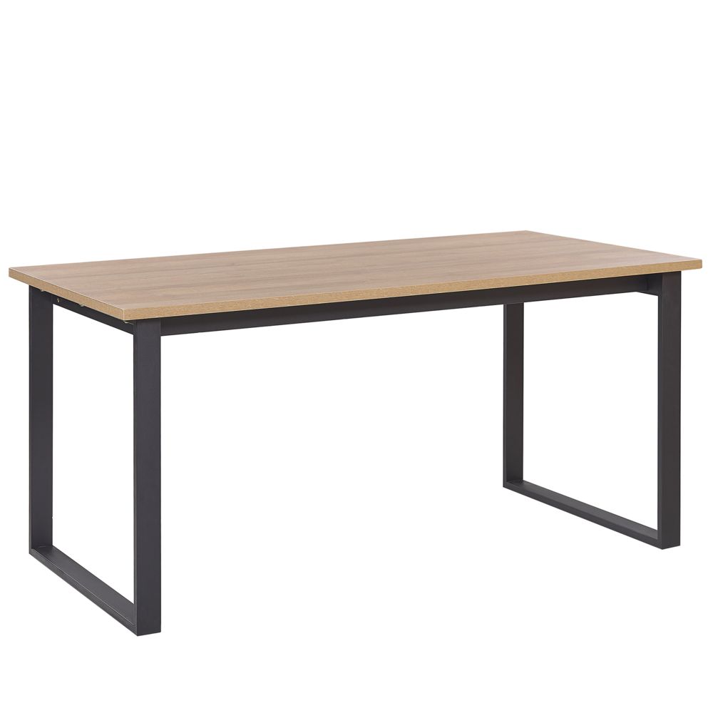 Jídelní stůl 160 x 80 cm tmavé dřevo s černým BERLIN - Beliani.cz