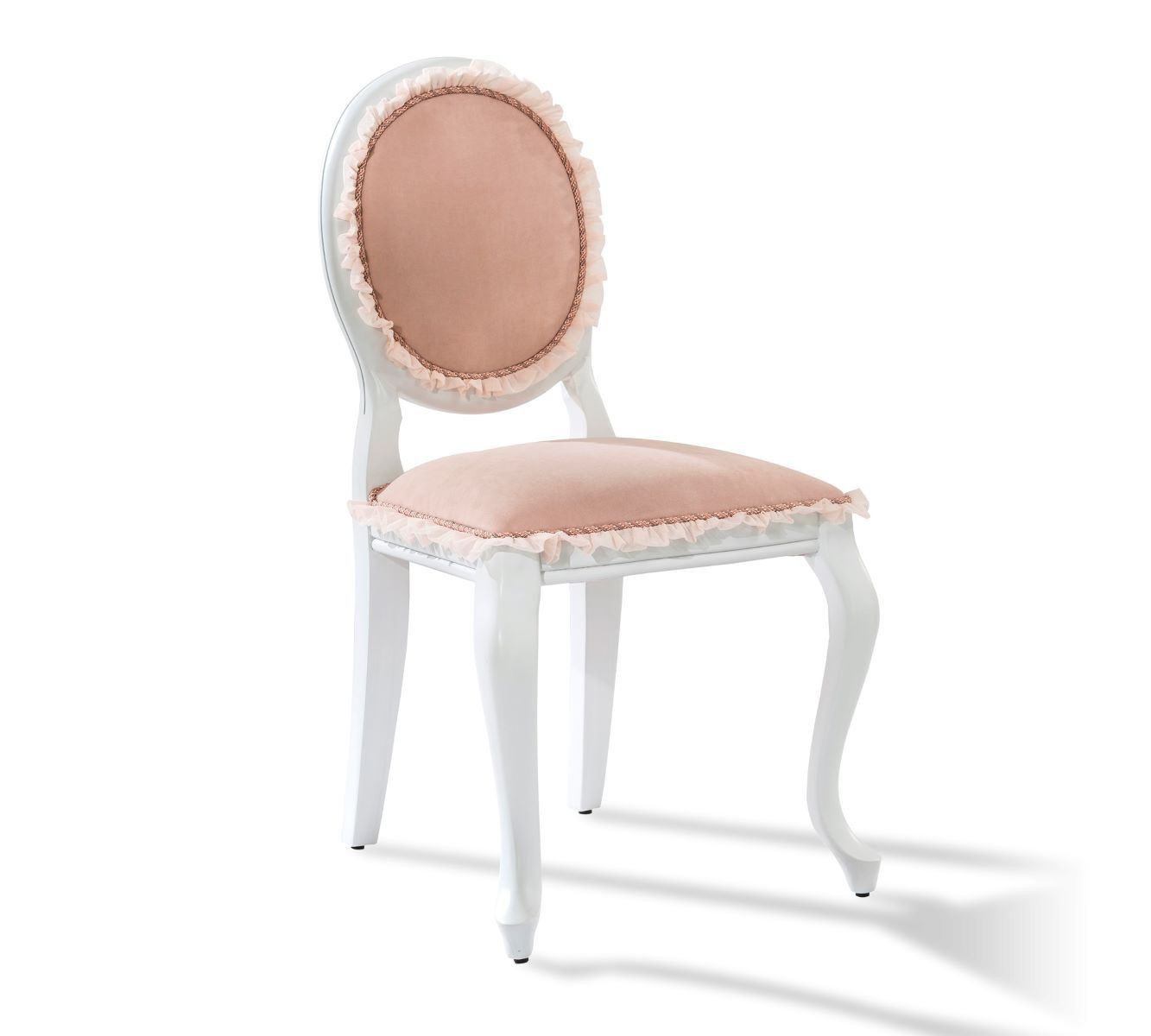 Rustikální čalouněná židle Ballerina - bílá/lososová - 