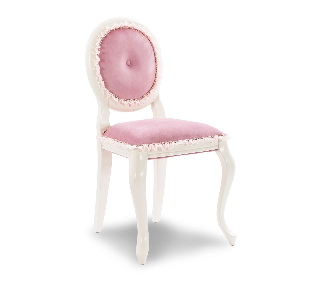 Rustikální čalouněná židle Ballerina - bílá/růžová - 