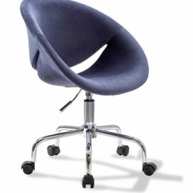 Čalouněná židle na kolečkách Celeste - tmavě modrá
