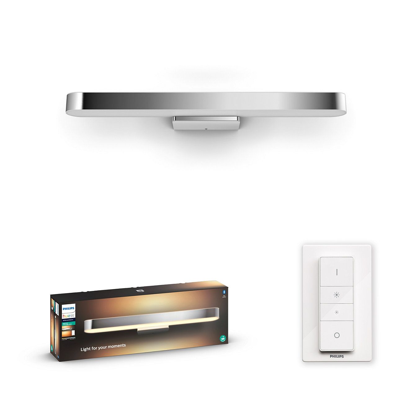 Philips Hue 8719514340831 LED koupelnové svítidlo nad zrcadlo Adore 1x25W | 2900lm | 2200-6500K | IP44 - stmívatelné, Bluetooth, dálkové ovládání, White Ambiance, chrom - Dekolamp s.r.o.