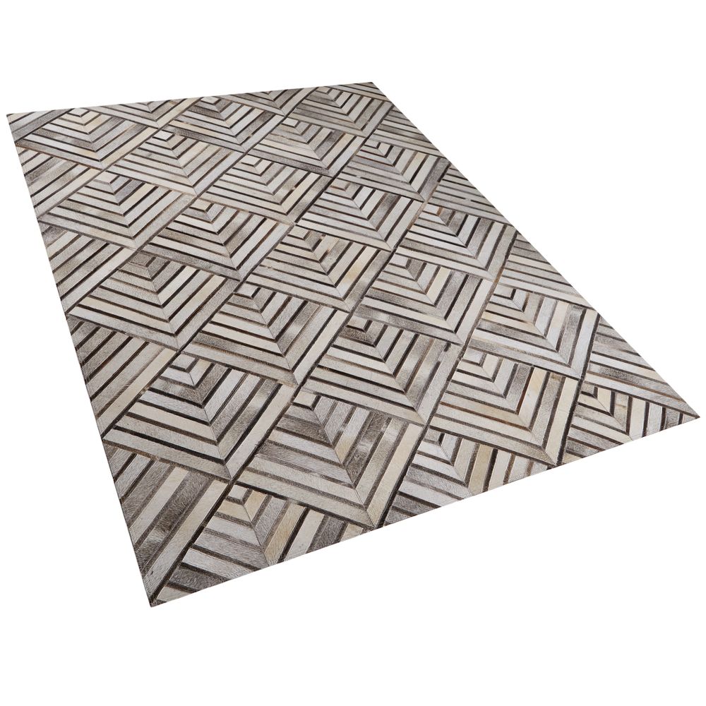 Béžový kožený koberec 160 x 230 cm TEKIR - Beliani.cz