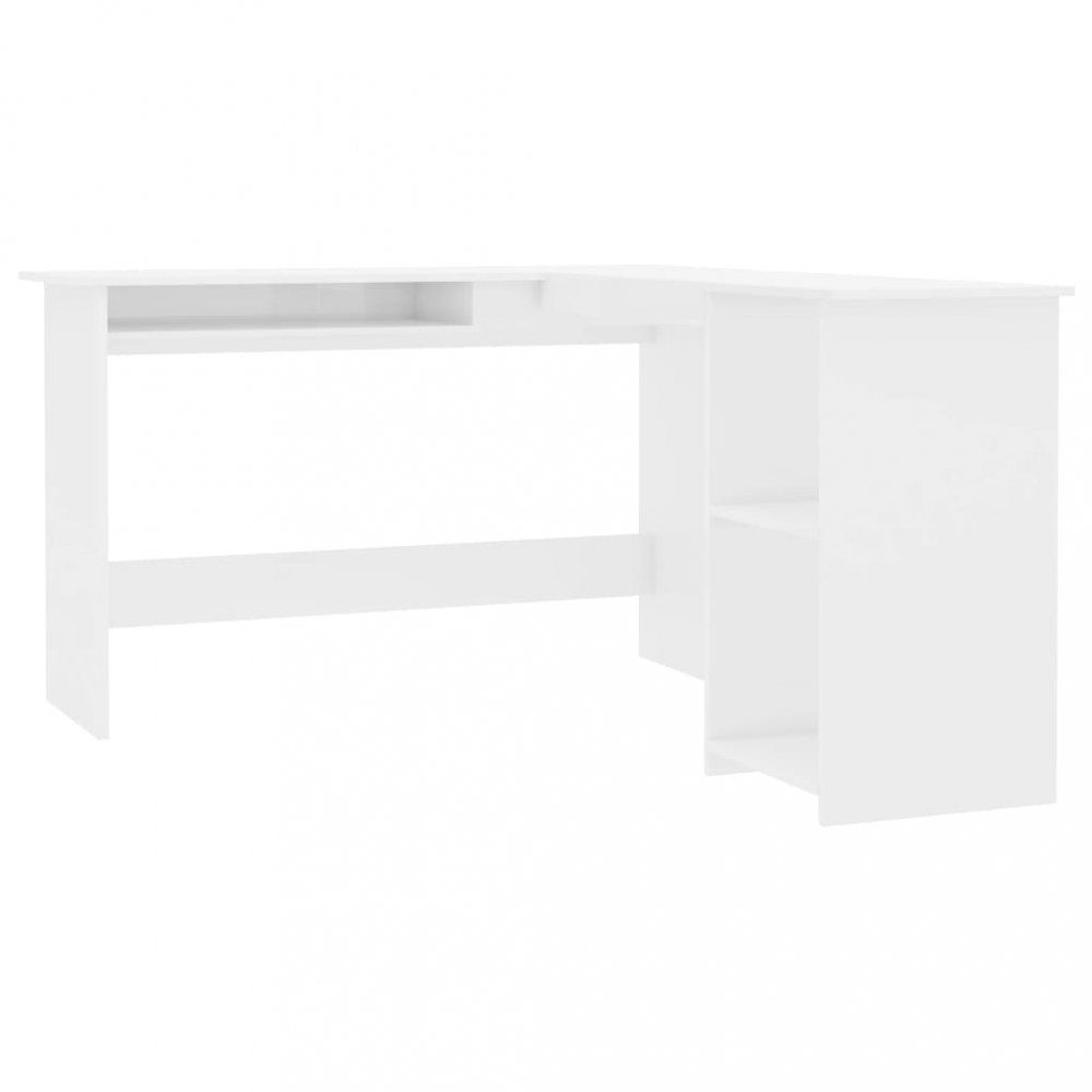 Rohový psací stůl 120x140 cm Dekorhome Bílá lesk - DEKORHOME.CZ