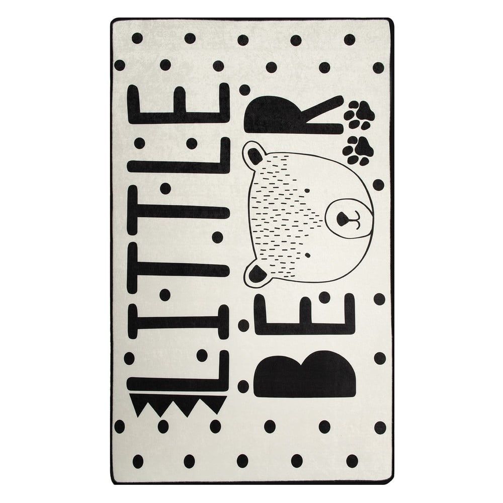 Černo-bílý dětský protiskluzový koberec Conceptum Hypnose Little Bear, 100 x 160 cm - Bonami.cz