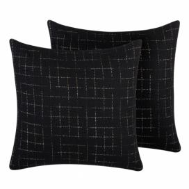 Sada 2 polštářů geometrických vzorů 45 x 45 cm černá BELLFLOWER