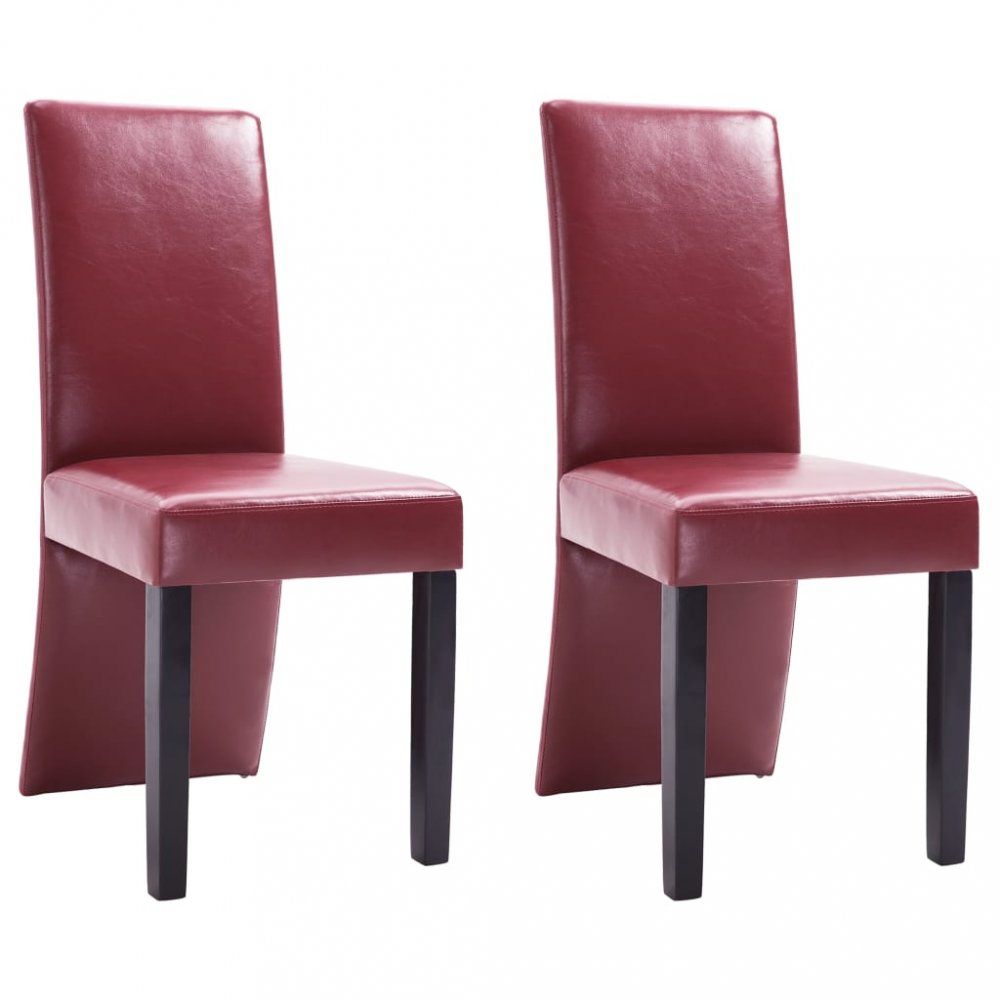Jídelní židle 2 ks umělá kůže / dřevo Dekorhome Vínová - DEKORHOME.CZ