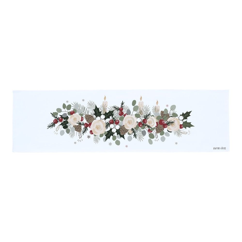 Bavlněný běhoun na stůl s vánočním motivem 40x140 cm Fir Branches – Butter Kings - Bonami.cz