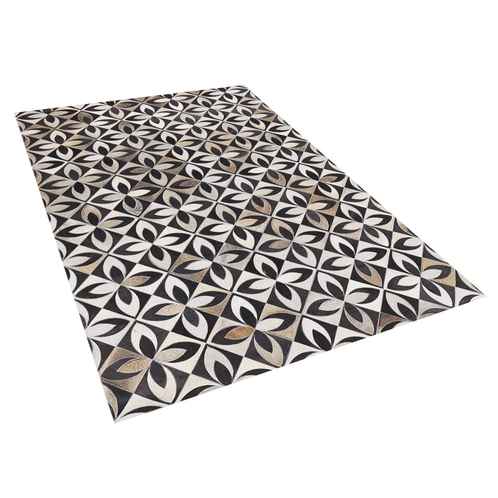 Kožený patchworkový koberec 160 x 230 cm vícebarevný ISHAN - Beliani.cz