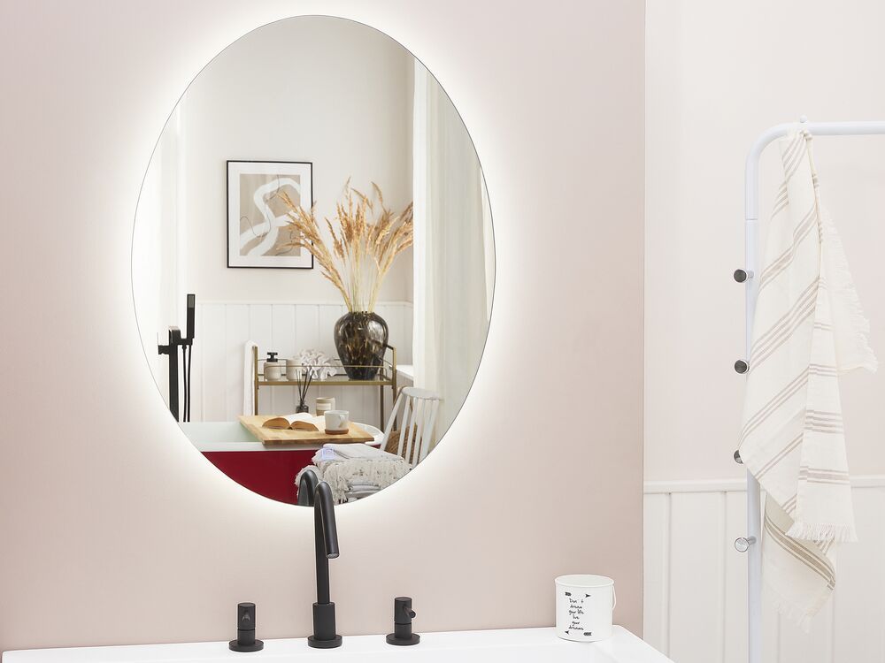 Koupelnové zrcadlo s LED osvětlením oválne 60 x 80 cm MAZILLE - Beliani.cz