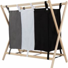 JAGO Koš na špinavé prádlo se 3 přihrádkami, 75 x 40 x 72 cm