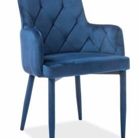 Casarredo Jídelní čalouněná židle RICARDO VELVET modrá