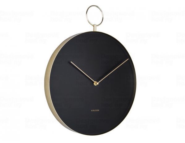 Černé kovové nástěnné hodiny Karlsson Hook, ø 34 cm - Bonami.cz