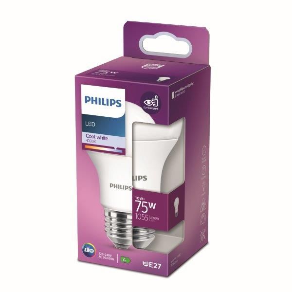 Philips 8718699769888 LED žárovka 1x10W | E27 | 1055lm | 4000K - studená bílá, matná bílá, EyeComfort - Dekolamp s.r.o.