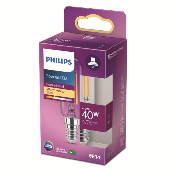 Philips 8718699783358 LED žárovka 1x4,5W | E14 | 470lm | 2700K - teplá bílá, čirá, do digestoře - Dekolamp s.r.o.