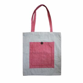 Home Elements Nákupní taška z recyklované bavlny, 40 x 45 cm, béžová + červená