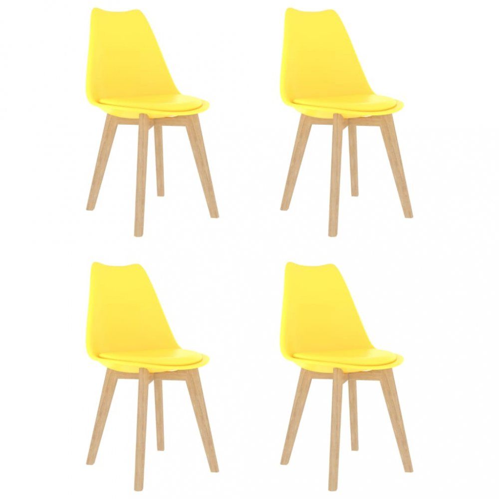 Jídelní židle 4 ks plast / umělá kůže / buk Dekorhome Žlutá - DEKORHOME.CZ
