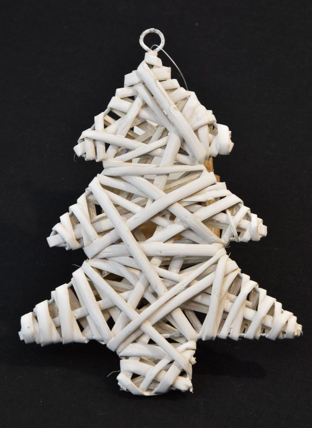 Vingo Proutěná ozdoba vánoční stromeček bílý 2 ks - 5x15cm - Vingo