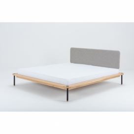 Šedá/přírodní dvoulůžková postel z dubového dřeva s roštem 160x200 cm Fina – Gazzda
