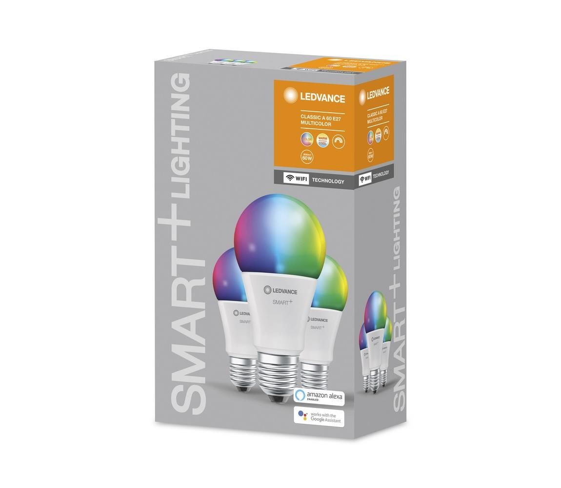 Ledvance SADA 3x LED RGBW Stmívatelná žárovka SMART+ E27/9W/230V 2700K-6500K - Ledvance  -  Svět-svítidel.cz
