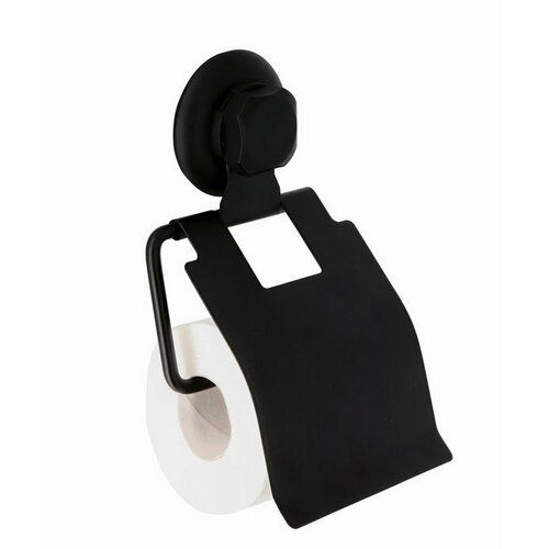Držák na toaletní papír Compactor Bestlock Black, systém s přísavkou - bez vrtání - 4home.cz