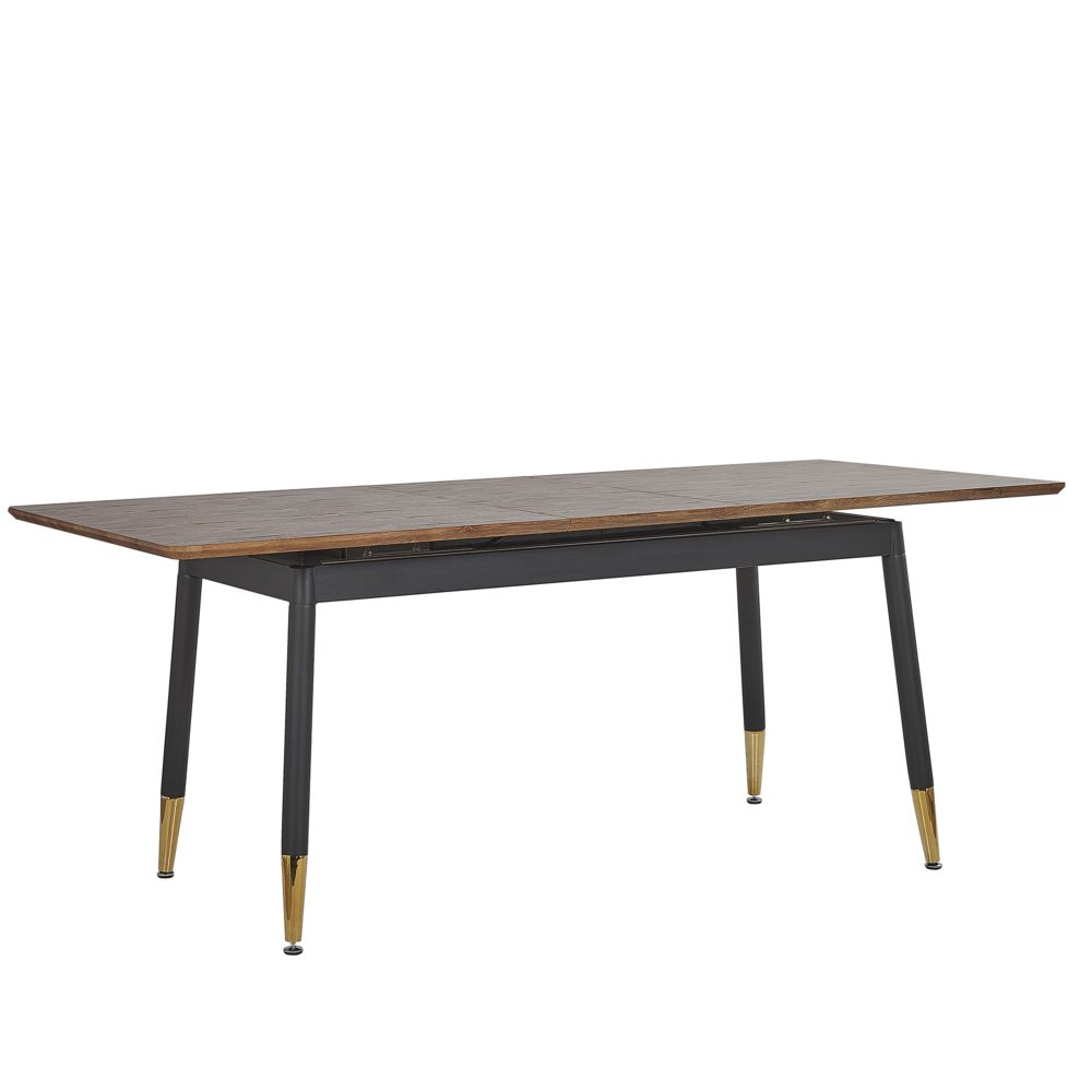 Rozkládací jídelní stůl 160/200 x 90 cm tmavé dřevo s černou CALIFORNIA - Beliani.cz