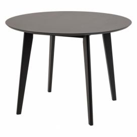 Scandi Černý dubový kulatý jídelní stůl Diaz 105 cm