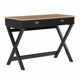 Psací stůl 103 x 50 cm světlé dřevo/černý EKART