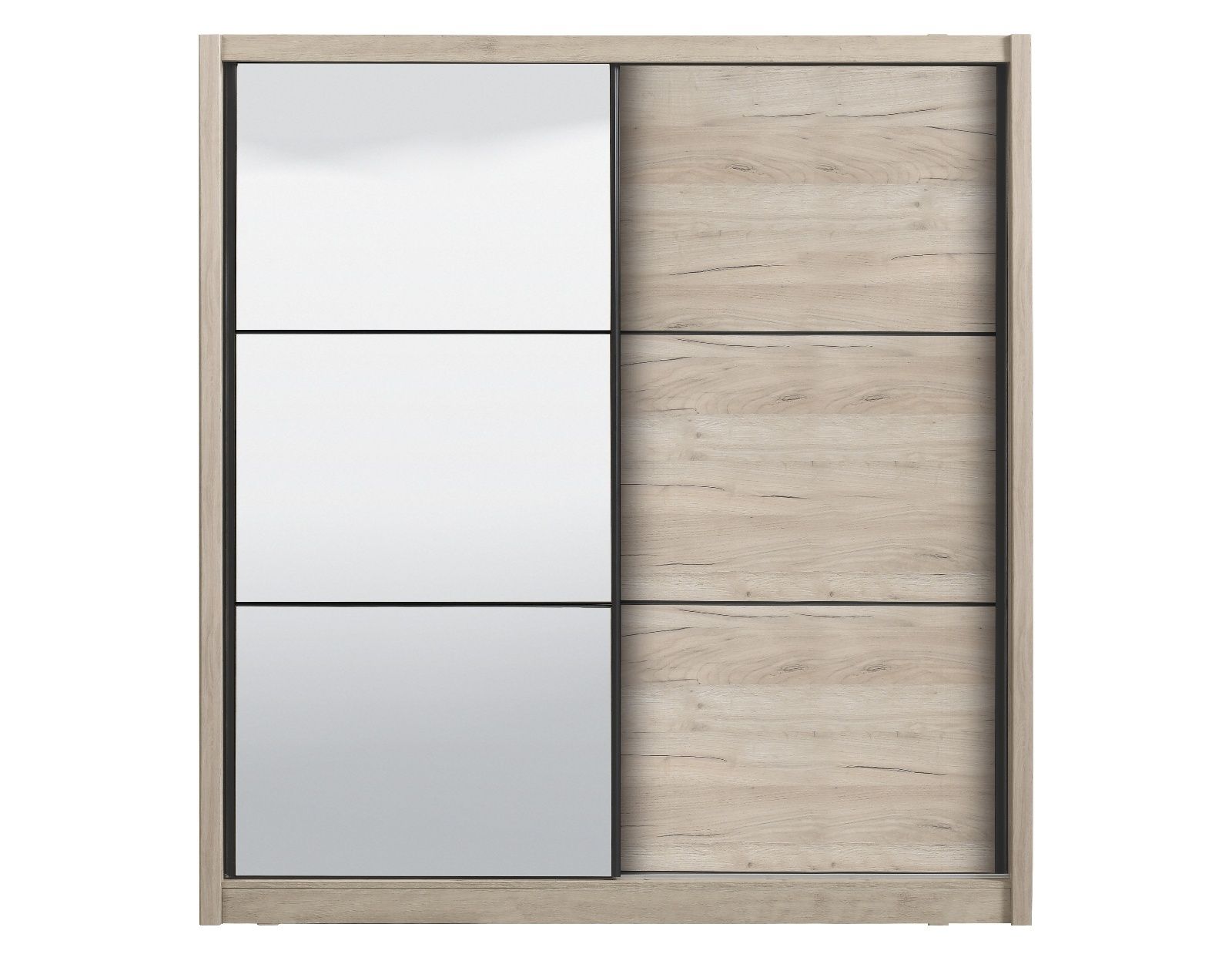 Šatní skříň s posuvnými dveřmi a zrcadlem Debby 215 - dub šedý - Nábytek Harmonia s.r.o.