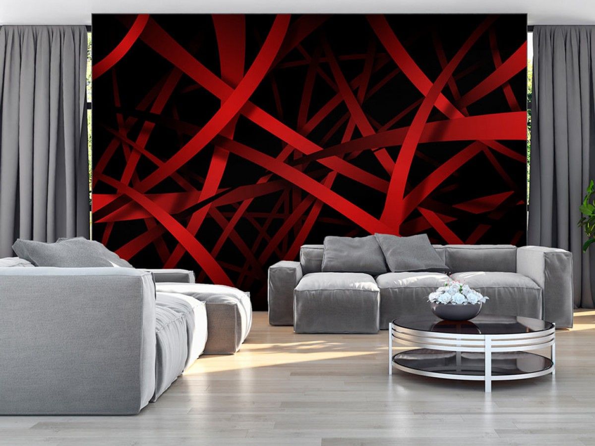 Murando DeLuxe Abstraktní tapeta červené stuhy Velikost (šířka x výška): 250x175 cm - S-obrazy.cz