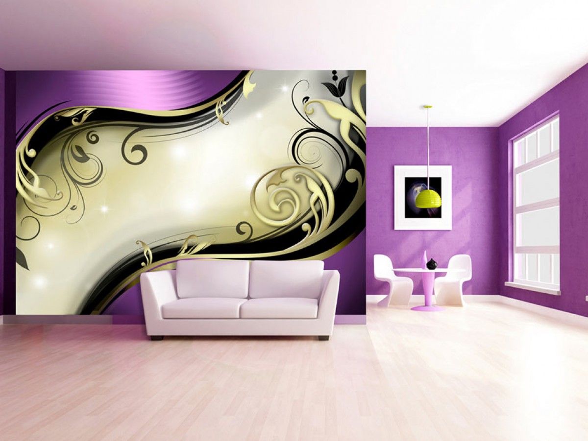 Murando DeLuxe Abstraktní tapeta fialové zlato Velikost (šířka x výška): 350x245 cm - S-obrazy.cz